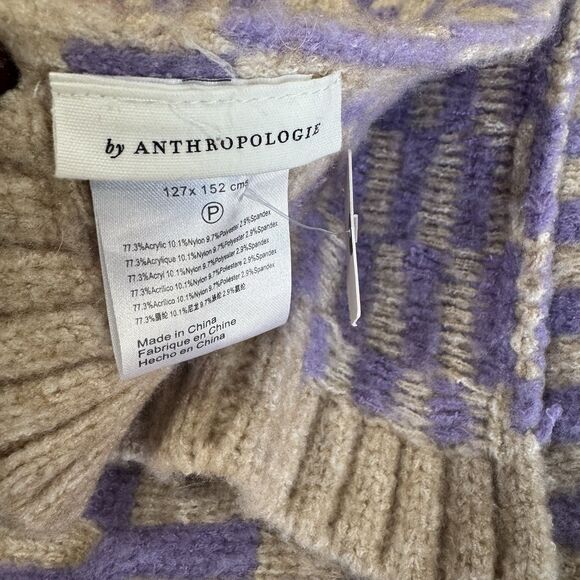 Anthropologie Knit Geo Throw Blanket 50"x60" Lavender Purple Beige Textured NEW - Picture 9 of 12